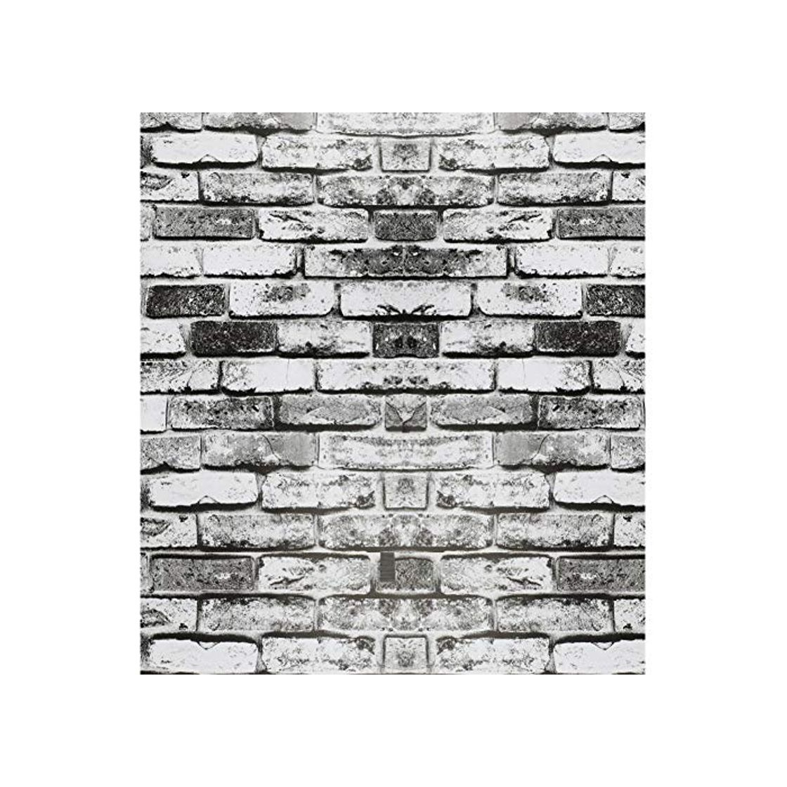 Social Papel Pintado Blanco Gris Negro con Efecto de Ladrillo Papel Pintado Rústico Autoadhesivo Papel de Contacto Rollo Papel Pintado con Cáscara y Pegado Protector Contra Salpicaduras 44 * 500 cm