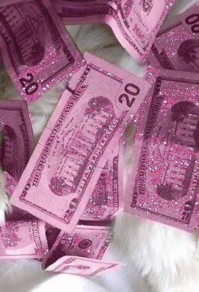 Pink glitter money 💴 ✨👅