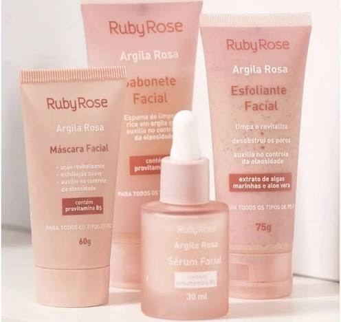 Moda Kit Tratamento Facial Argila Rosa - Ruby Rose 💆‍♀️✨