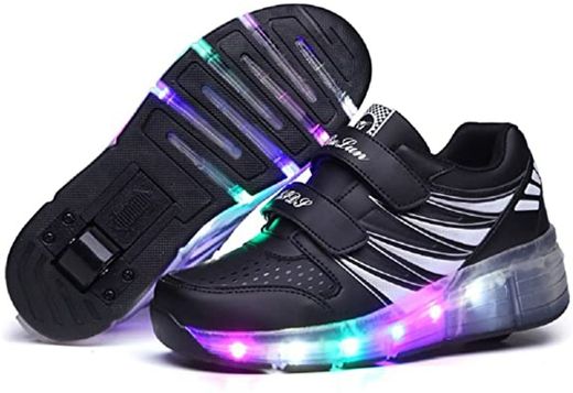 Unisex Recargable Led Luz Automática de Skate Zapatillas con Ruedas Zapatos Patines