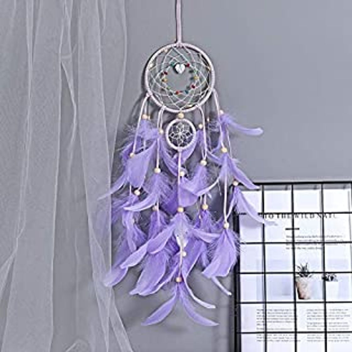 Productos BDWS Atrapasueños Luz led Artesanal apanhador de sonhos com penas pendurado decoração artesanato Presente Branco Sala decoração para Dreamcatcher  White