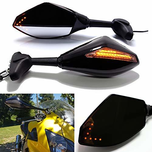 Producto Negro Motocicleta Señal de giro Espejo Retrovisor con Indicador LED de Flecha