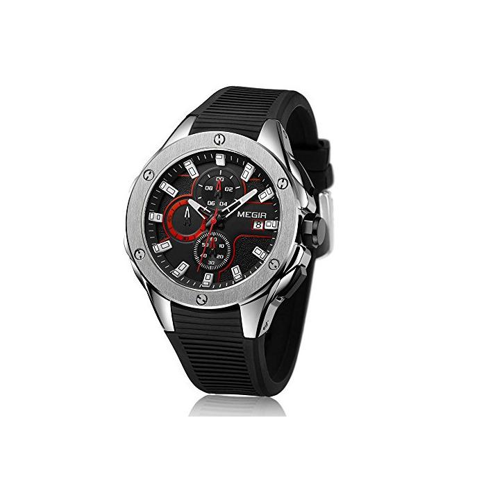 Social Megir –  – Megir – 2017 Reloj cronógrafo Impermeable Correa de Silicona Agua al Cuarzo de Guardare Agli