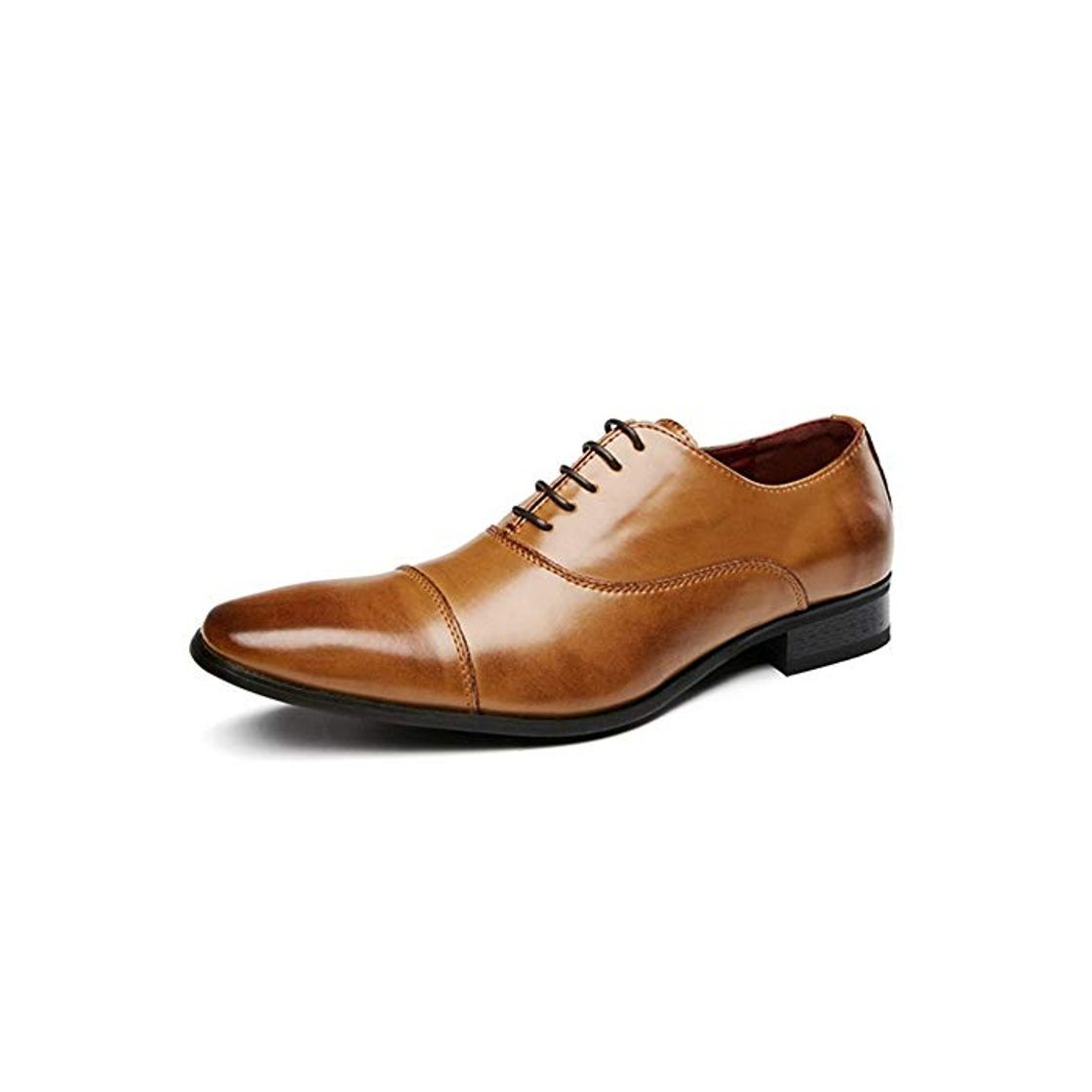 Social Zapatos Oxford para Hombre Zapatos de vestir formales for hombres Zapatos oxfords de negocios Ocio con cordones Costuras de cuero genuino Punta puntiaguda Zapatos de estilo bruñido antideslizantes Com