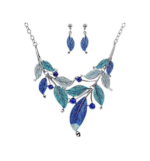 YAZILIND Regalo de la joyería de Plata tibetana de la Turquesa Encanto cristalino de la Mariposa del corazón Pendientes del Collar para la Mujer