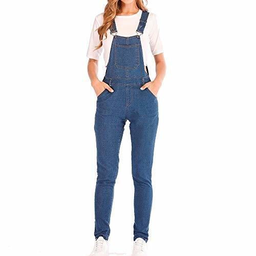 Places STRIR Mujer Mono Vaquero con Bolsillo Casual Jeans Pantalones de Peto Demin