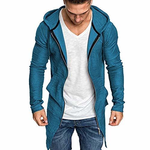 Place Luckycat Cárdigans para Hombre Sudadera de Punto con Capucha para Hombre con