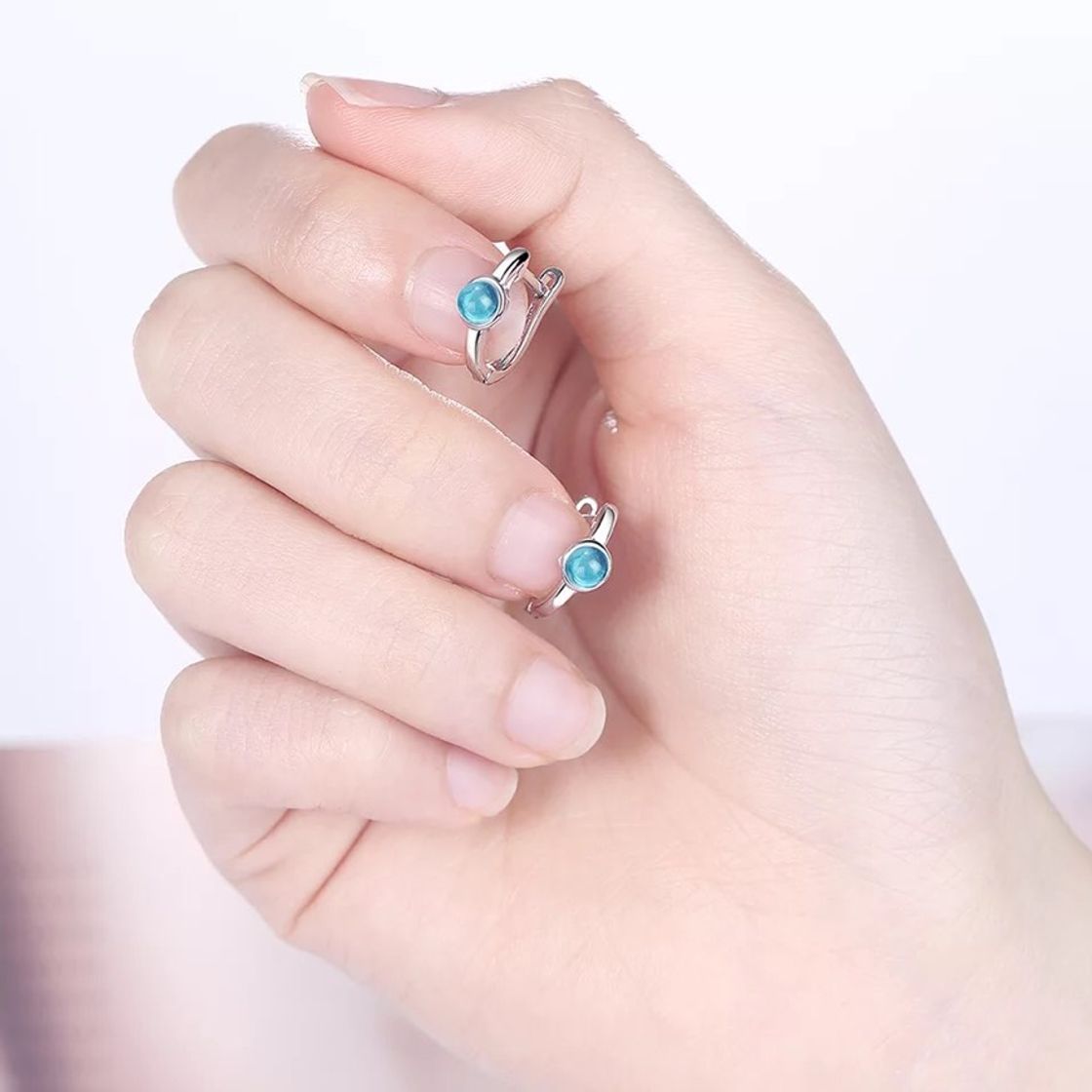 Fashion Pendientes plata con piedrita azul