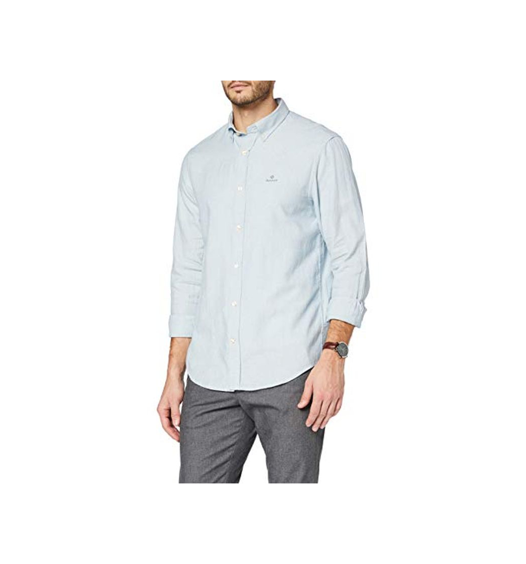 Fashion GANT D1. Basket Weave Fil Reg BD Camisa, Azul