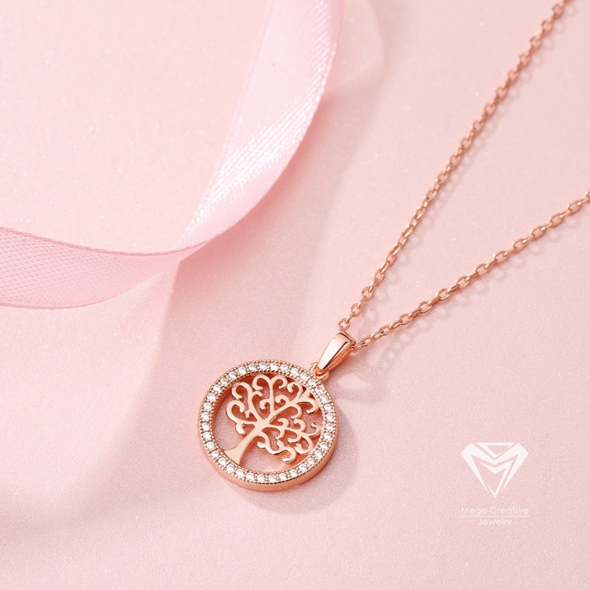 MEGA CREATIVE JEWELRY Pulseras Árbol de la Vida Oro Rosa para Mujer