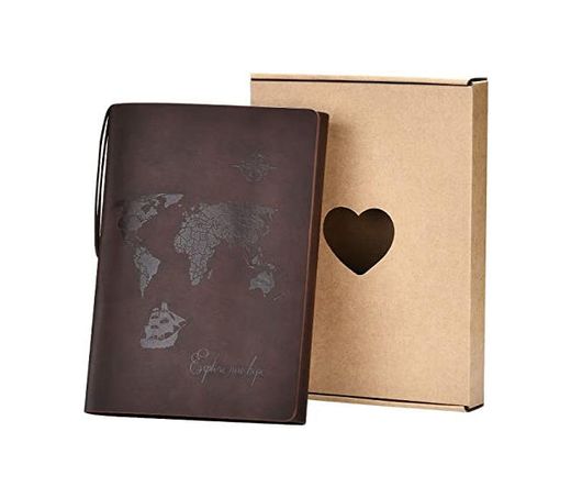 SEEALLDE A5 Cuaderno de Cuero Libreta Hojas Blancas Cuaderno de Viaje Vintage