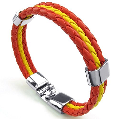 Lugar Cikuso Pulsera Joyeria Aleacion Bandera de Cuero para Espana para Hombres y