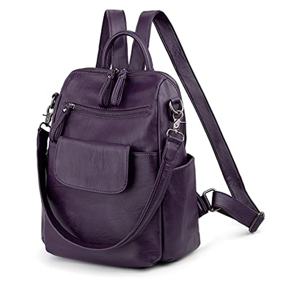 Moda UTO Mujer Bolso Mochila de Dama Bolso Escolar de Cuero Sintético 3 Maneras Bolso para Viajar Diario con Correa Morado