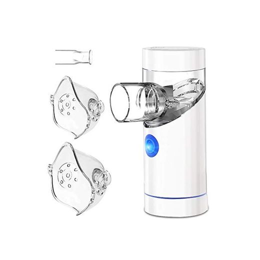 TOPERSUN Nebulizador Eléctrico Inhalador Portatil Ruido Bajo USB Recargable con Boquilla y 2 Máscaras para Adultos y Niños