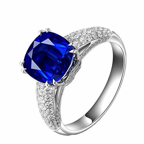 Productos AmDxD Joyería Oro Blanco de 18K Anillo de Boda para Mujer Azul