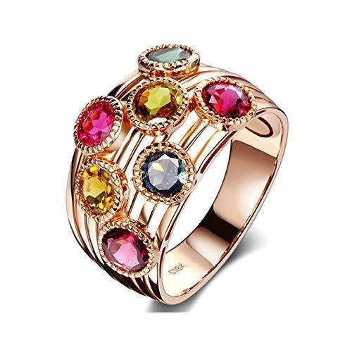 Products AmDxD 18K Oro Rosa Anillos de Boda para Mujer Varios L¨ªneas Redonda