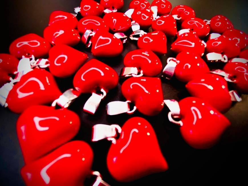 Social Colgante Corazón Esmaltado en Rojo