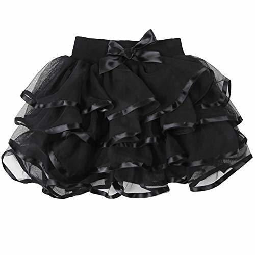 storeofbaby Big Girls Falda de tutú de Tul Negro para Fiestas navideñas