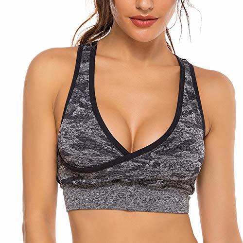 Social FITTOO Sujetador Deportivo Tops de Yoga Correr Gimnasio para Mujer #3 Negro