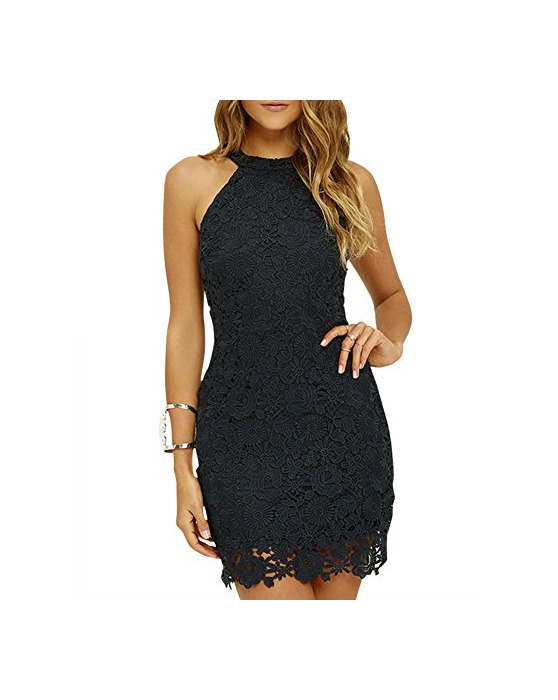Social Mujeres Vestido Encaje Bodycon Corto sin Mangas Casual Slim Falda para Fiesta