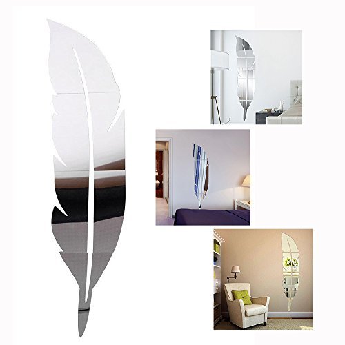 Social Gearmax® DIY 3D Acrílico Espejo Decorativo Pegatinas de Pared de la Pluma