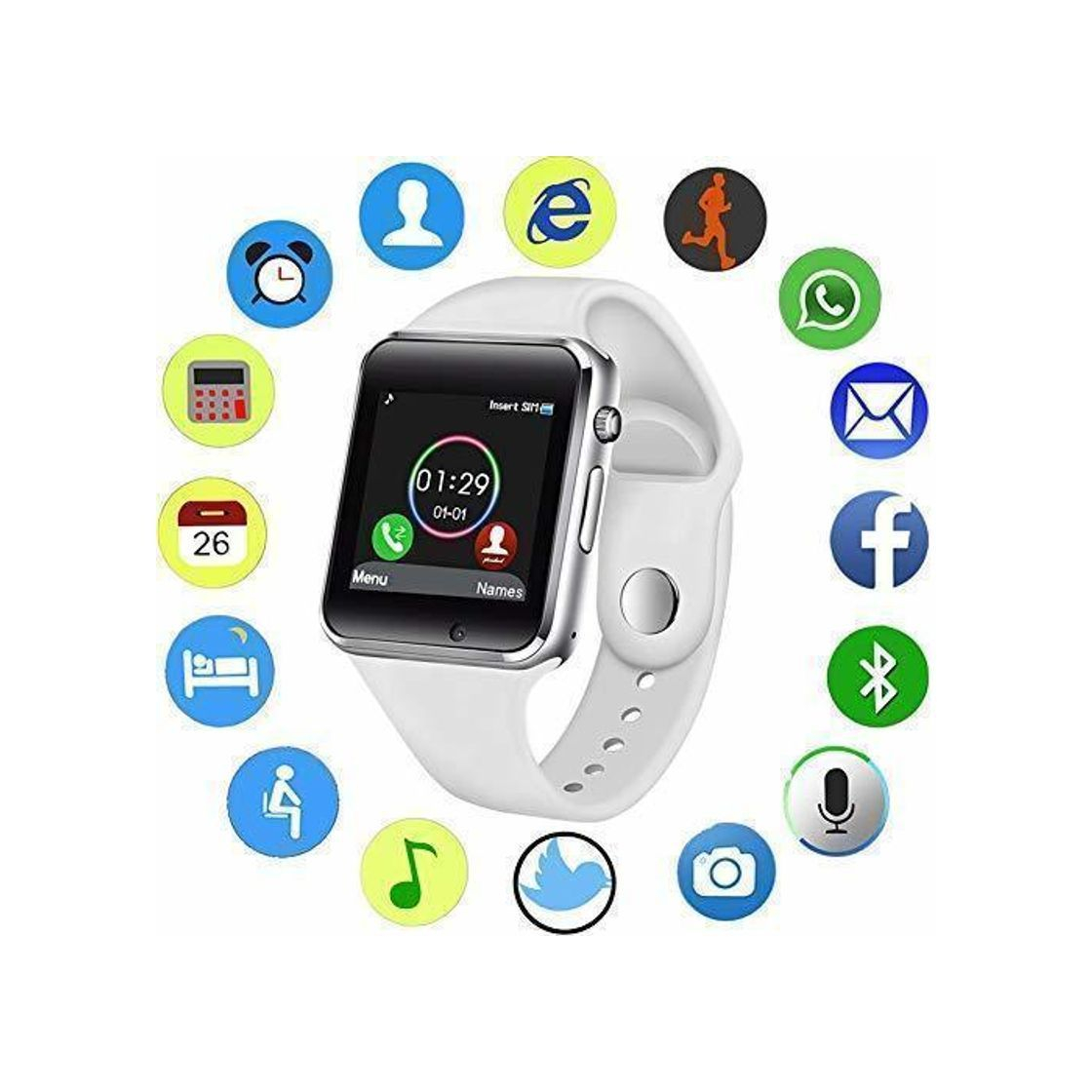 Social KDSFJIKUYB Pulsera de Actividad Reloj Inteligente Hombre Mujer Deporte LED Pantalla táctil