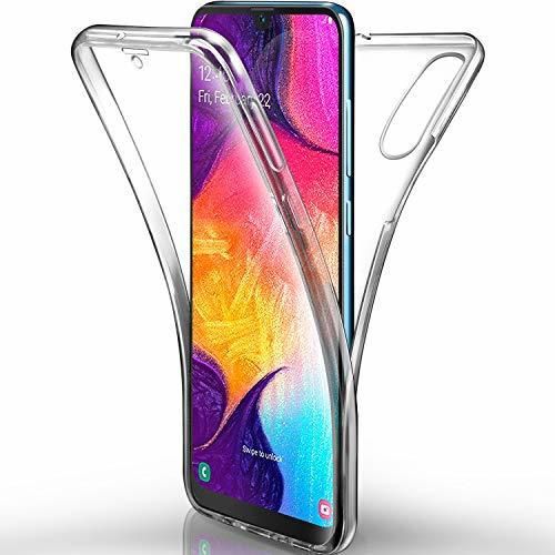 AROYI Funda Samsung Galaxy A50 Transparente，Silicona Doble Cara Carcasa 360°Full Body Protección，Anti-Arañazos