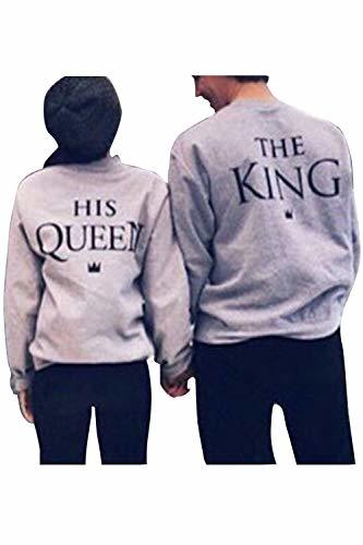 Places Pareja Sudadera A Juego Hombres Mujeres King Queen Pullover Pack Grey Women