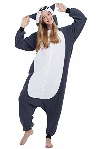 Lugar Pijama Animal Entero Mono de Cola Larga Unisex para Adultos con Capucha