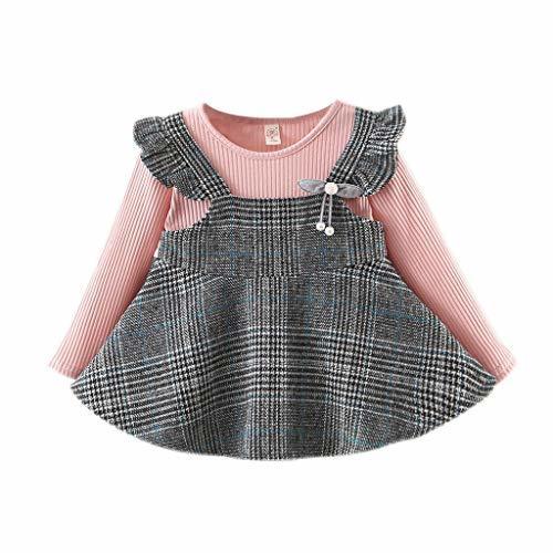 Producto K-Youth Vestido Bebe Niña Recien Nacida Invierno Cuadros Vestidos Niña Fiesta Manga