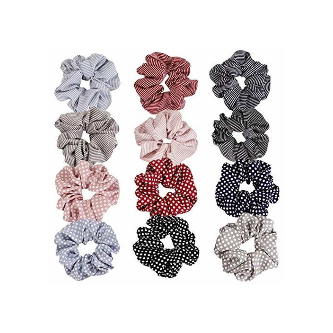 Social 12 gomas elásticas para el pelo con diseño de lunares y rayas