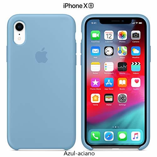 Social Funda Silicona para iPhone XR Silicone Case, Logo Manzana, Textura Suave, Forro