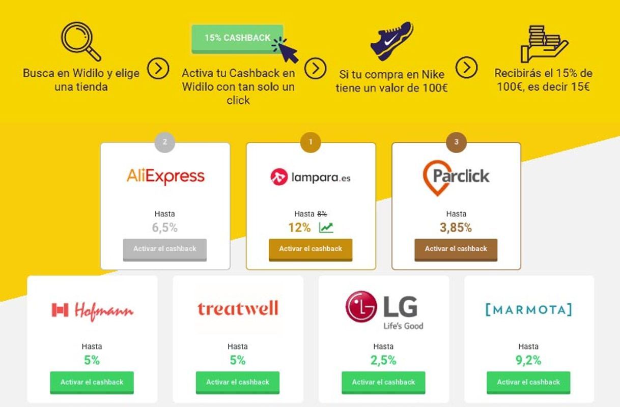 App Widilo - Cashback por tus compras🛒