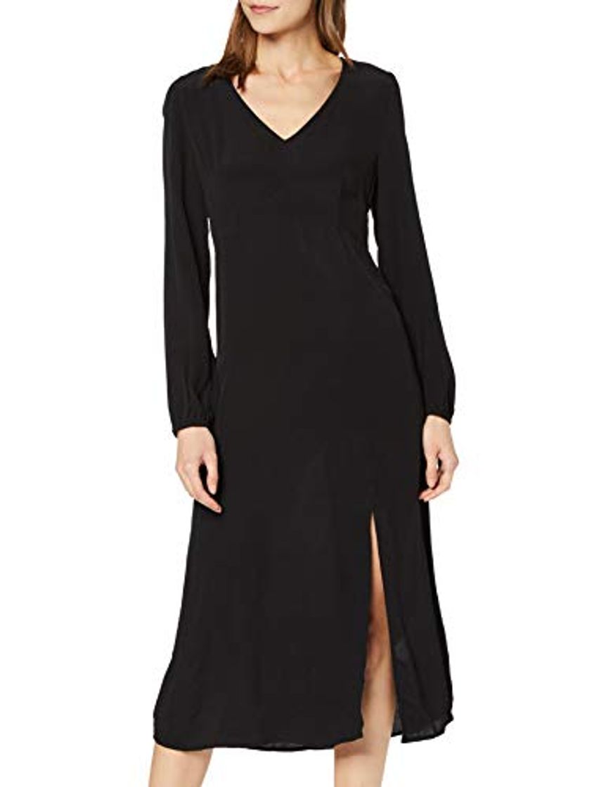 Fashion Springfield 4.FQ. Liso Midi M Vestido, Negro