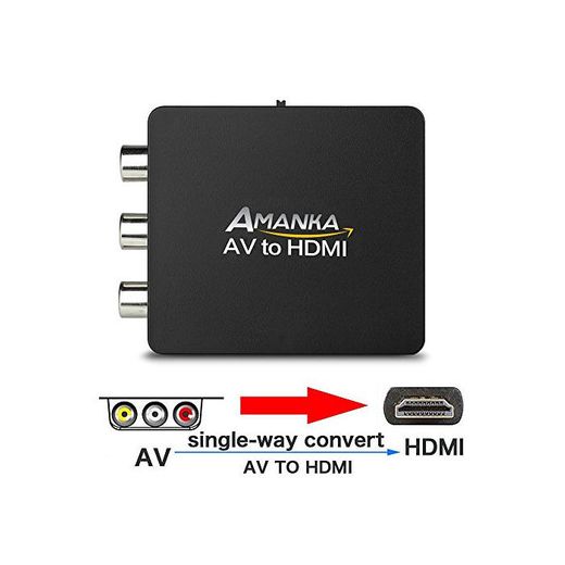 AMANKA Mini Conversor AV a HDMI Convertidor Compuesto RCA CVBS Transformar Señal
