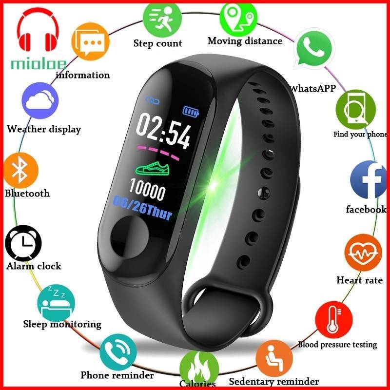 Fashion Relógio Inteligente/Smartwatch M3 Masculino com Monitor de F