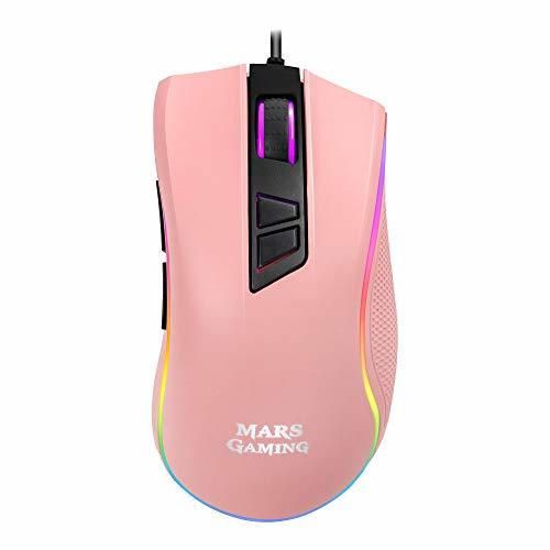 Mars Gaming MM218 Pink - Ratón PC óptico 10000DPI con iluminación RGB