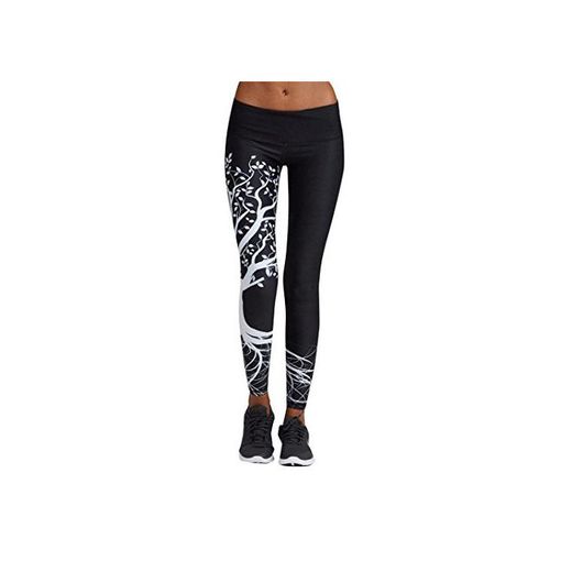 Mujer Pantalones Largos deportivos SMARTLADY Patrón de árbol Leggings para Running, Yoga