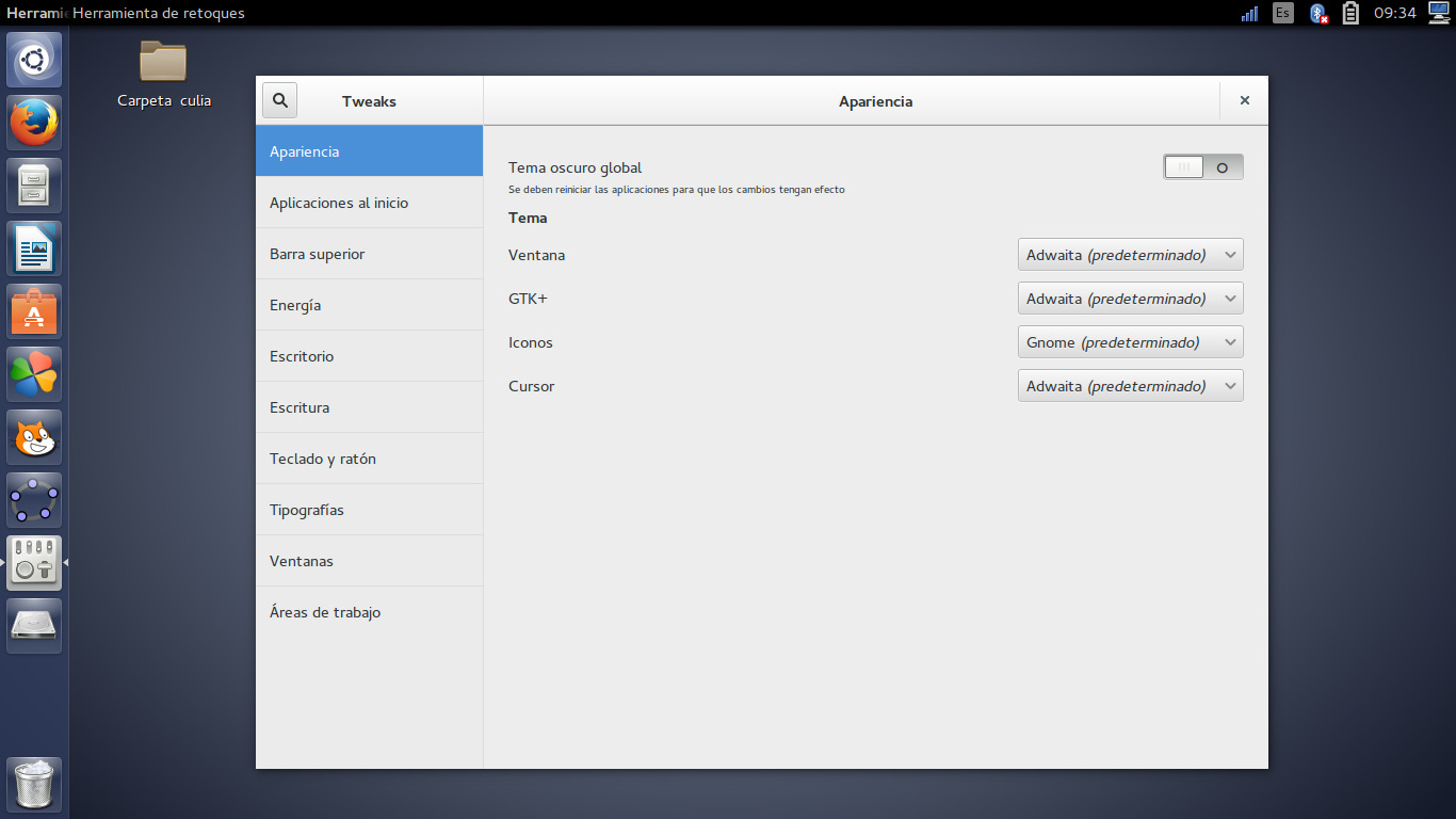 Moda GNOME Tweak tool