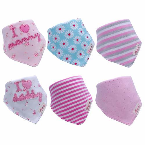 Product Yafane 6 x Baberos del Bebé Algodón Babero Bandana Absorbente para Niñas