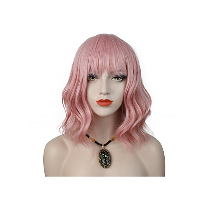 Social Ani·Lnc Peluca Corta Rizada Charming Lady Boba con flecos ondulado pelo para