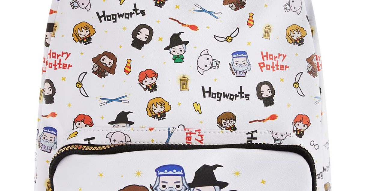 Fashion Mochila blanca con estampado de personajes de Hogwarts.