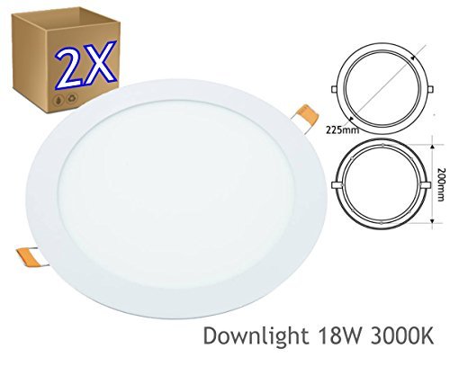 Product JANDEI - 2x Downlight LED 18W Redondo Plano De Empotrar Luz Blanca