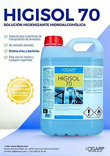 Social SOLUCION HIGIENIZANTE HIDROALCOHOLICA DE SECADO INSTANTANEO ANTIBACTERIAS HIGISOL 70 Envase 5l
