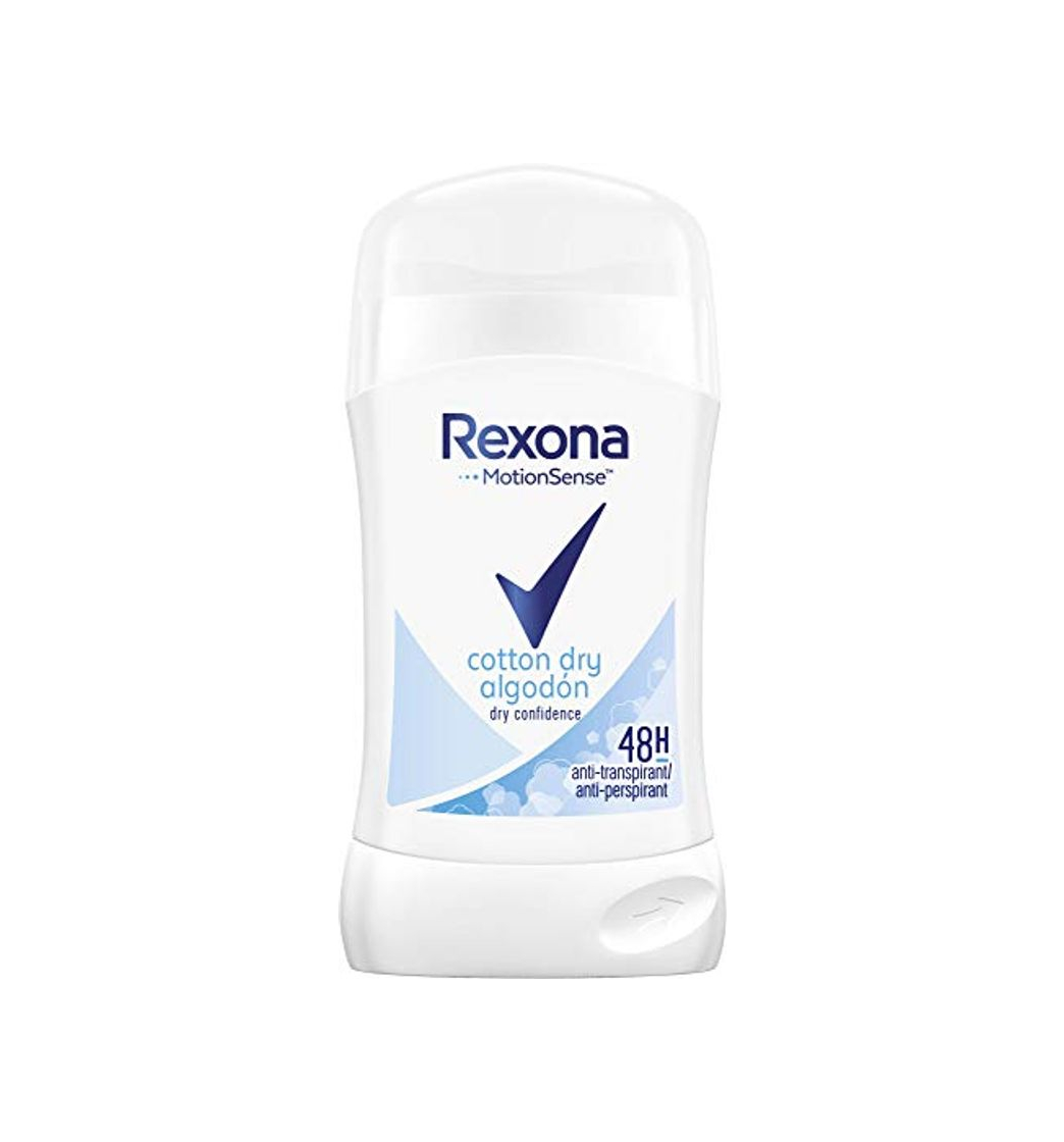 Product Rexona - Cotton dry algodón, desodorante en barra para mujer, pack de