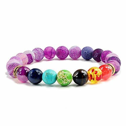 Producto EOXO Pulsera Hombre Piedra Natural Ojo De Tigre 7 Chakra Pulseras Y