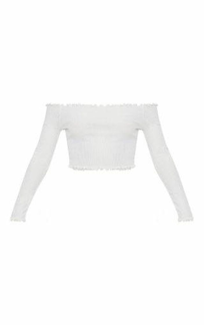 Fashion White Frill Edge Crop Top | Tops | PrettyLittleThing