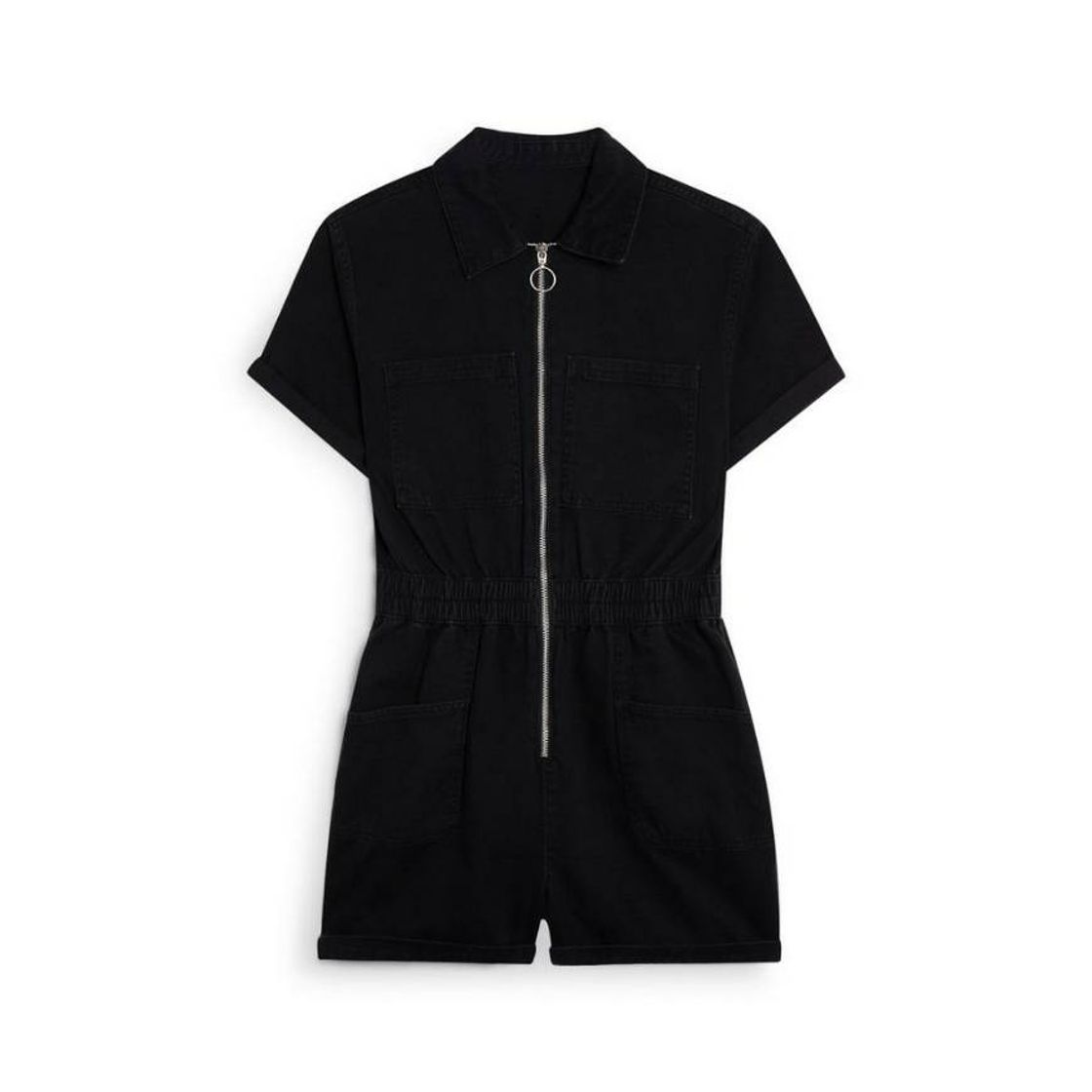 Moda Black Short Zip Up Boilersuit | Shorts | Clothing | Womens | Categories