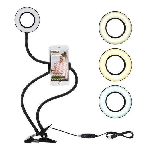LEDGLE Selfie Ring Light con Soporte para Teléfono Móvil