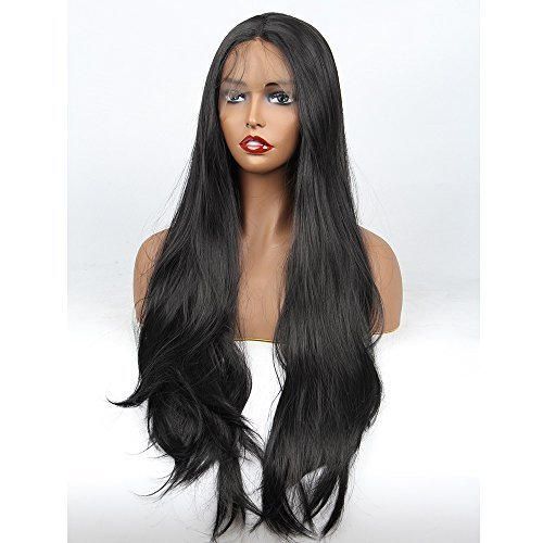 vvBing Black Hair Synthetic Lace Front Wig Long Udreamy Nautral Straight Glueless